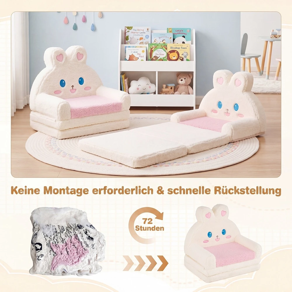 Promotions Vaikiškas sulankstomas sofa-lovos krėslas 57,2x44,5x54,6 cm rožinė/kreminė