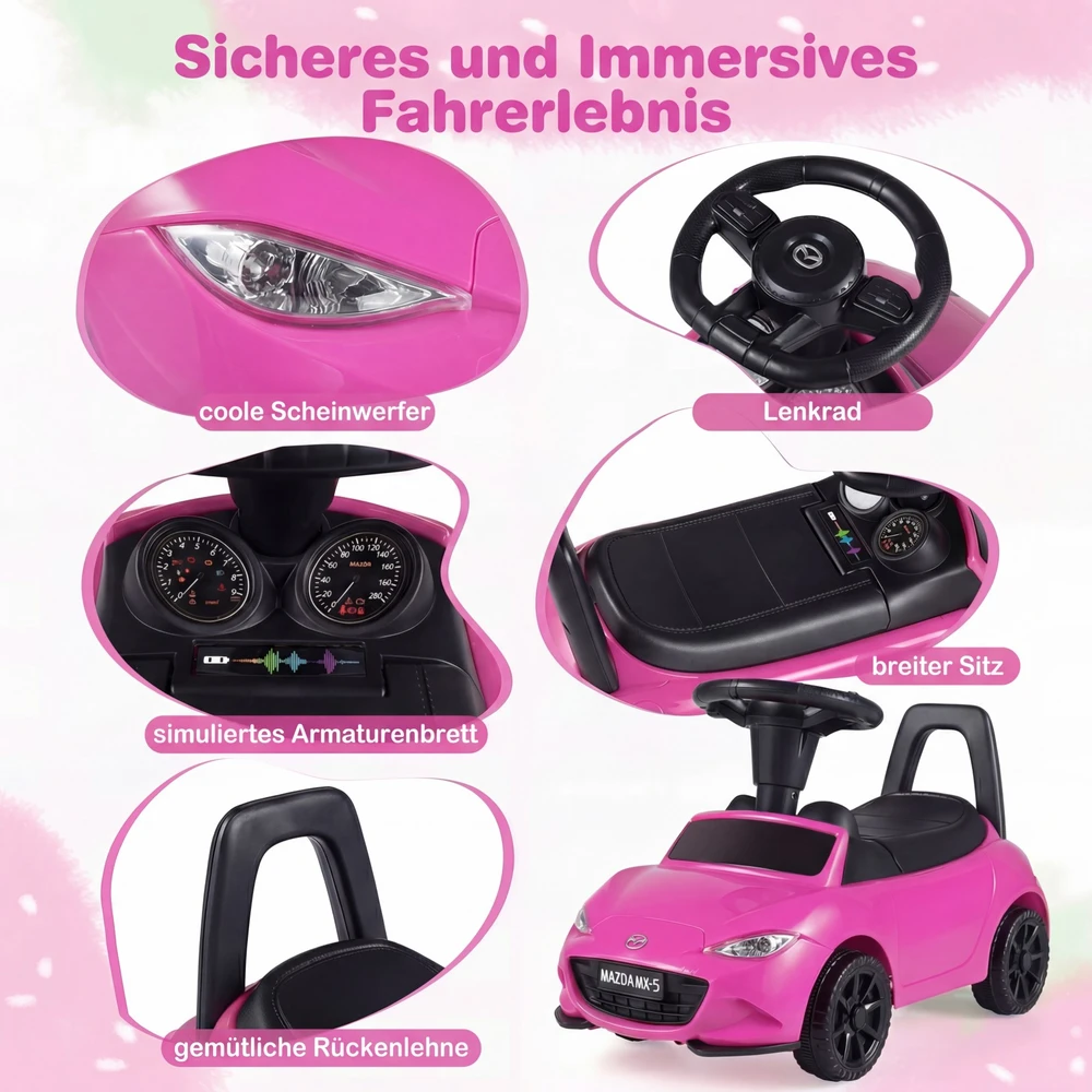 Promotions Vaikiškas važiuojamas automobilis 65x29x37 cm rožinis, su daiktadėže