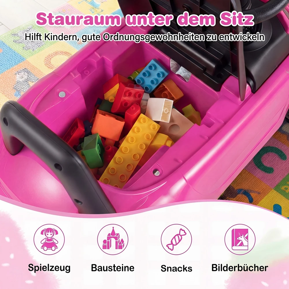 Promotions Vaikiškas važiuojamas automobilis 65x29x37 cm rožinis, su daiktadėže