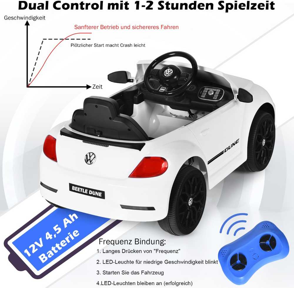 Promotions Vaikiškas važiuojamas automobilis, Volkswagen Beetle, 94x55.5x47 cm, baltas