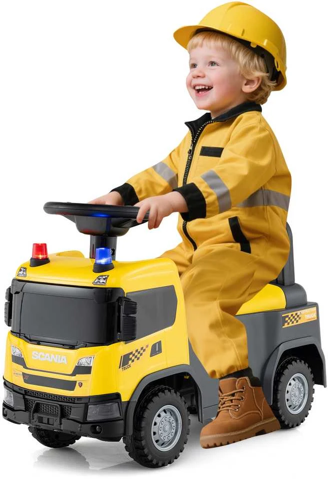 Promotions Vaikiškas triratukas su stumimo funkcija, licencijuotas SCANIA sunkvežimis, 58.4x27.9x43.2 cm, geltonas