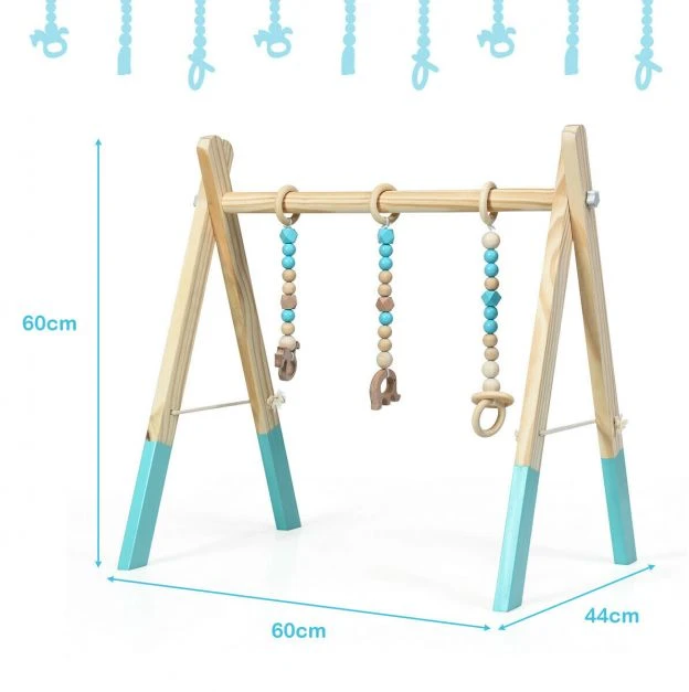 Promotions Vaikiškas veiklos kilimėlis su dantukų žaislais 59,7x44,5x59,7 cm mėlynas