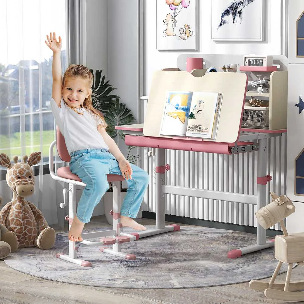 Promotions Vaikų mokymosi stalas, reguliuojamo aukščio, 80x51x87,6-110,5 cm, rožinis