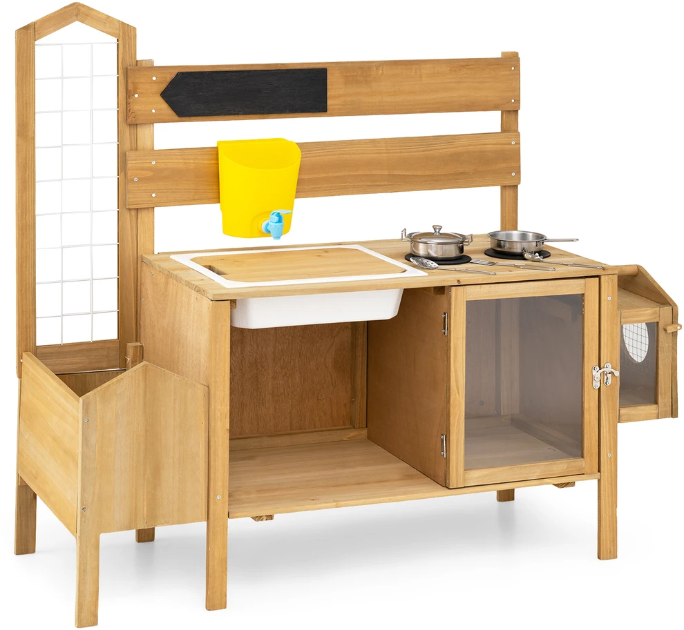 Promotions Vaikų purvo virtuvė su nuimama paukščių narveliu ir viryklėmis 107x35,5x96,5 cm natūrali