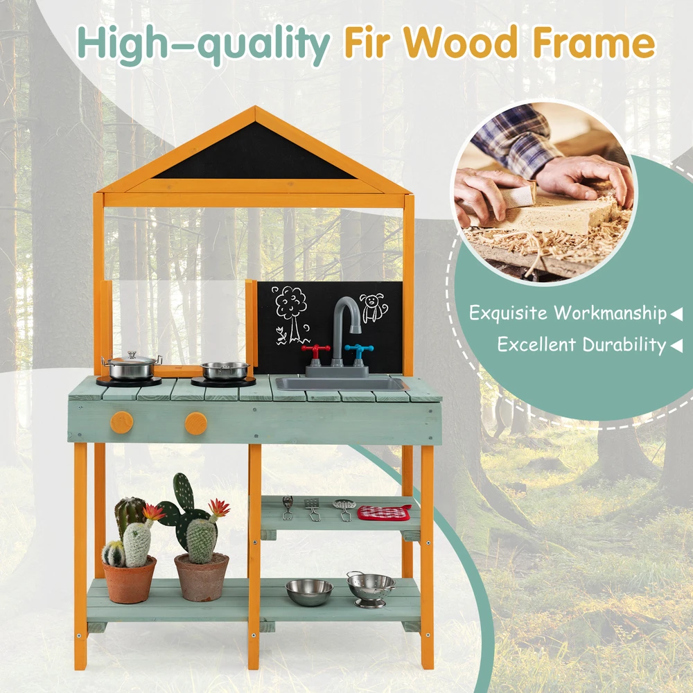 Promotions Vaikų purvo virtuvėlės žaidimų rinkinys su šaknų stebėjimo vazonėliu 69x36x110 cm, margas