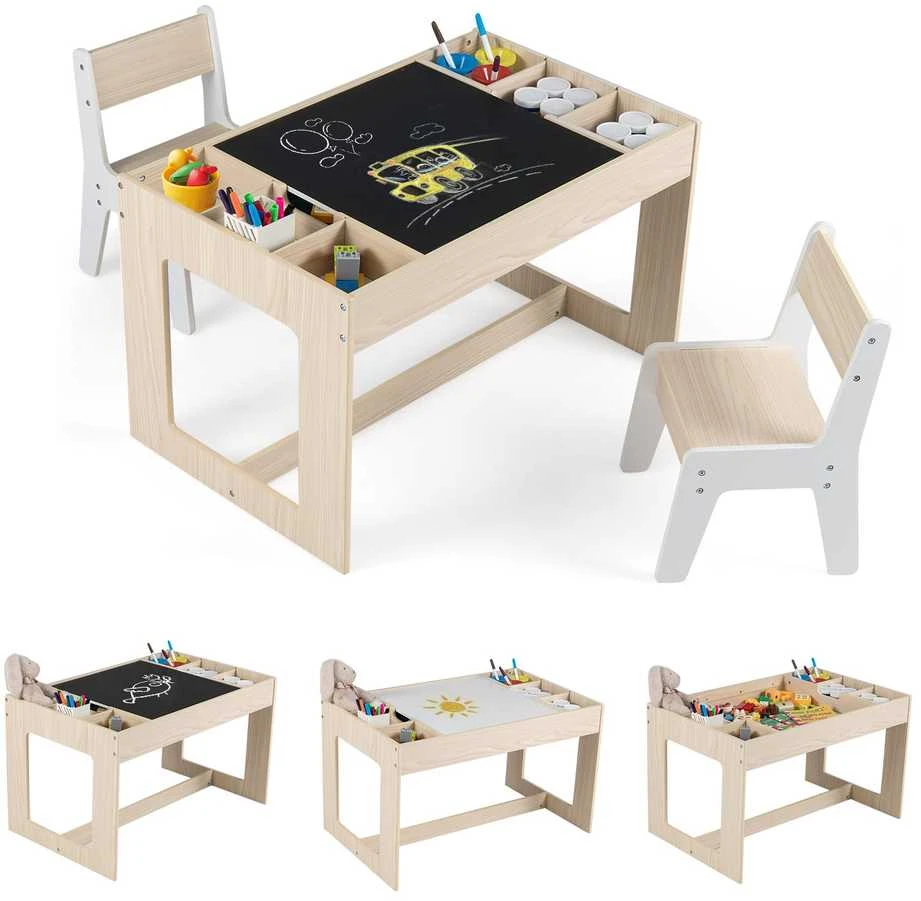 Promotions Vaikų stalas ir 2 kėdžių komplektas, 80x49.5x48.3 cm, natūralios spalvos, MDF
