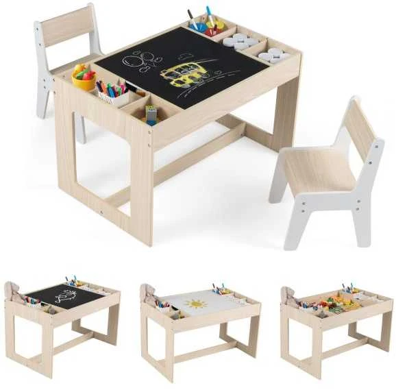 Promotions Vaikų stalas ir 2 kėdžių komplektas, 80x49.5x48.3 cm, natūralios spalvos, MDF