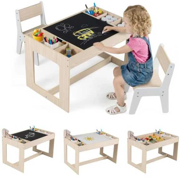 Promotions Vaikų stalas ir 2 kėdžių komplektas, 80x49.5x48.3 cm, natūralios spalvos, MDF