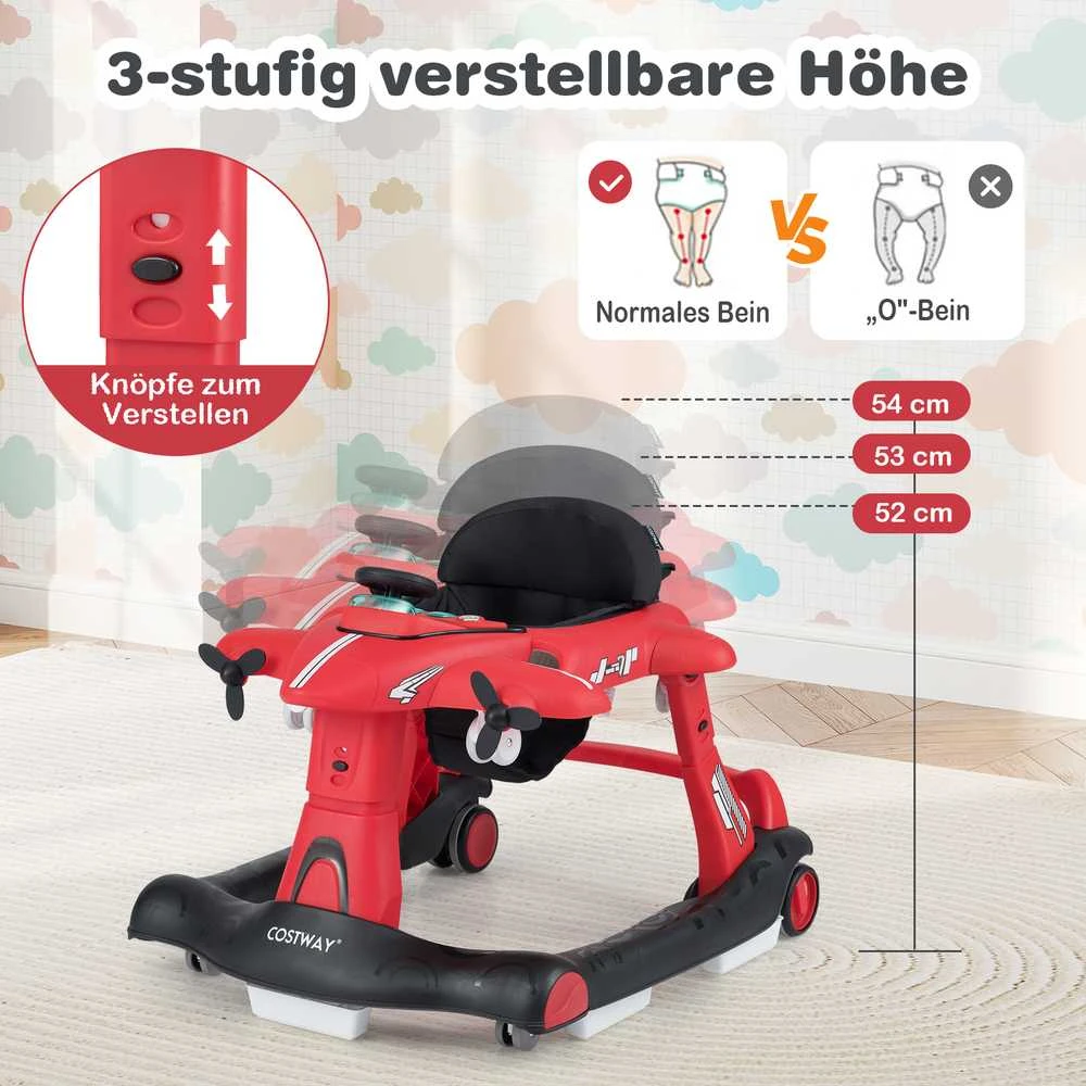 Promotions Vaikų vaikštynė lėktuvo dizainas 72,5x64x32 cm Raudona