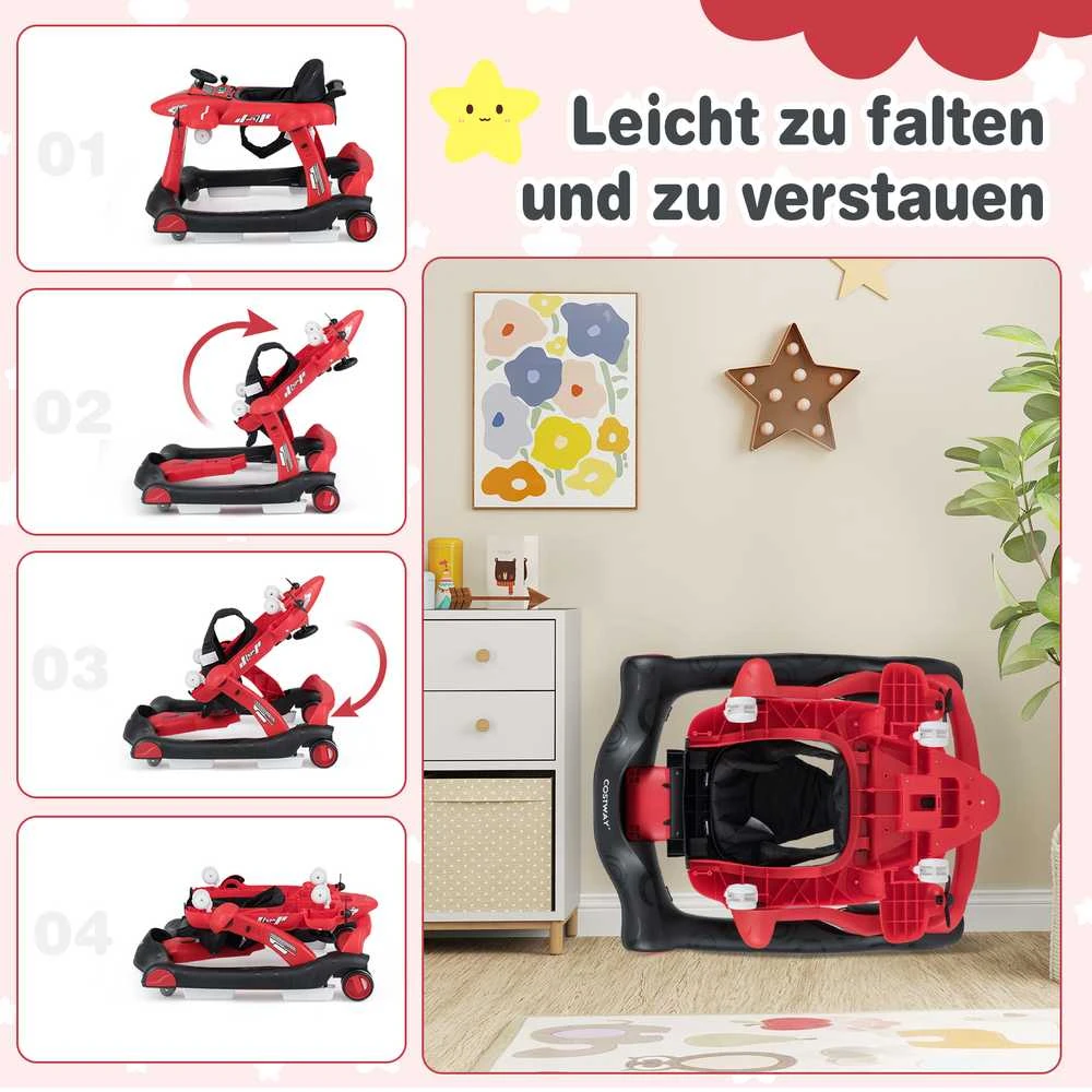 Promotions Vaikų vaikštynė lėktuvo dizainas 72,5x64x32 cm Raudona