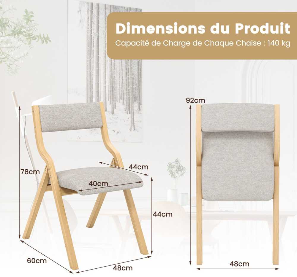 Promotions Sulankstomos valgomojo kėdės, 48x60x78 cm, rudos ir smėlio spalvos