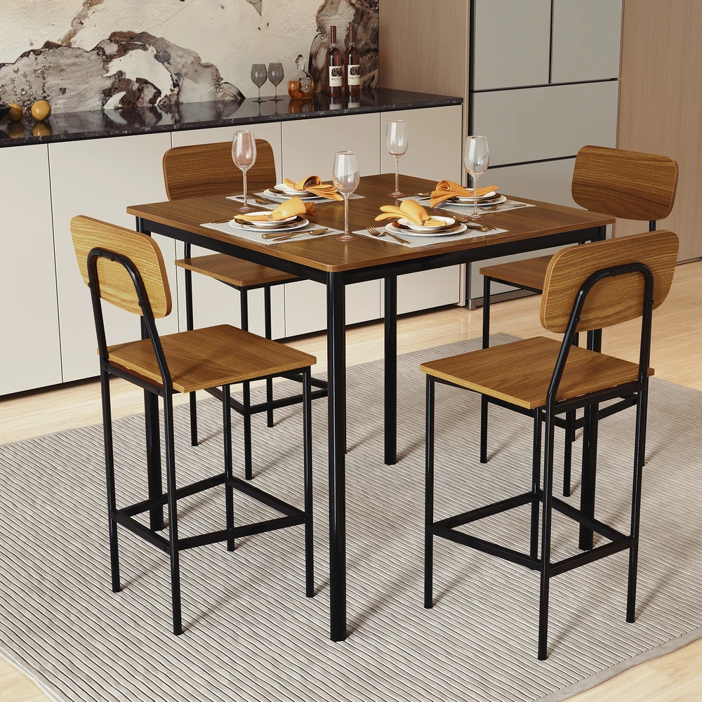 Promotions Valgomojo komplektas 5 vnt. 90x90x90 cm riešutmedžio