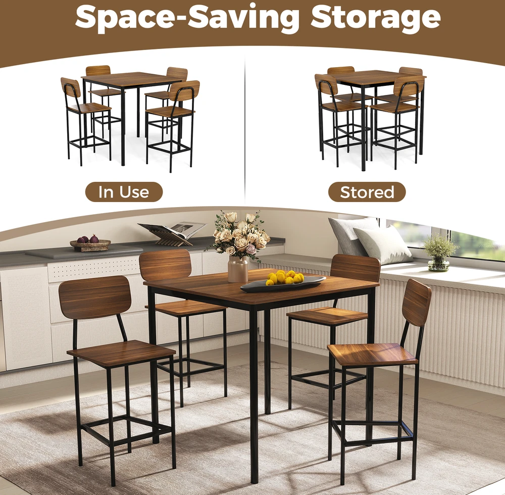 Promotions Valgomojo komplektas 5 vnt. 90x90x90 cm riešutmedžio