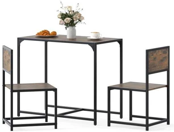 Promotions Valgomojo stalo komplektas, 3 dalių, 90x47x76 cm, rudas, metalinis rėmas