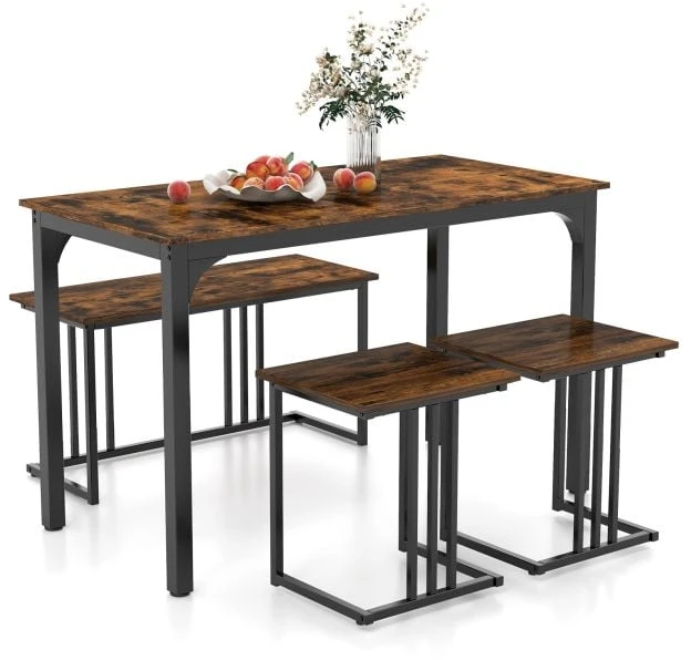 Promotions Valgomojo stalo komplektas, 4 dalių, 120x60x75 cm, rudas