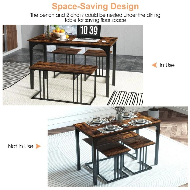 Promotions Valgomojo stalo komplektas, 4 dalių, 120x60x75 cm, rudas
