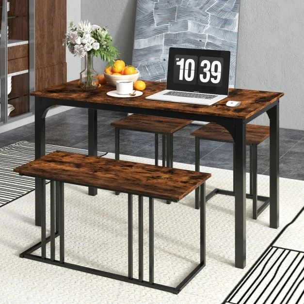 Promotions Valgomojo stalo komplektas, 4 dalių, 120x60x75 cm, rudas