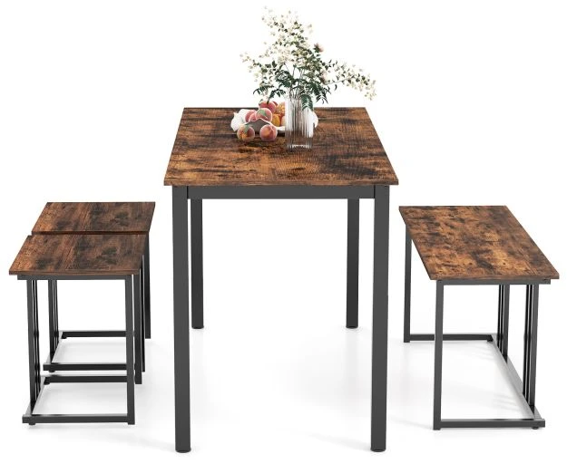 Promotions Valgomojo stalo komplektas, 4 dalių, 120x60x75 cm, rudas