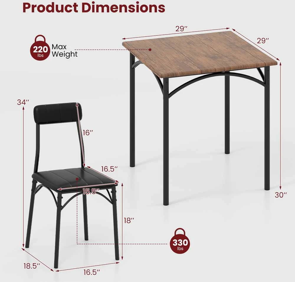 Promotions Valgomojo stalo komplektas, 73x73x76 cm, Juoda