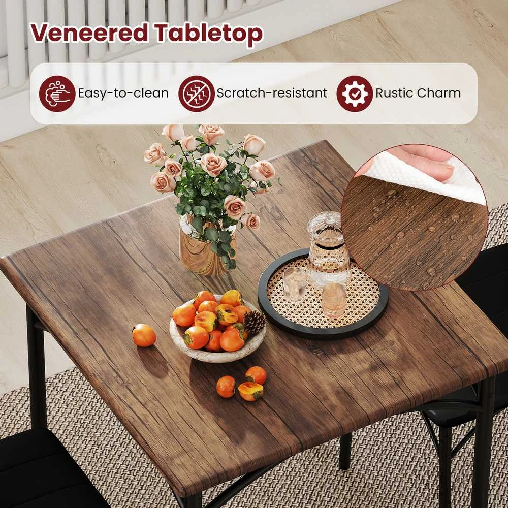 Promotions Valgomojo stalo komplektas, 73x73x76 cm, Juoda