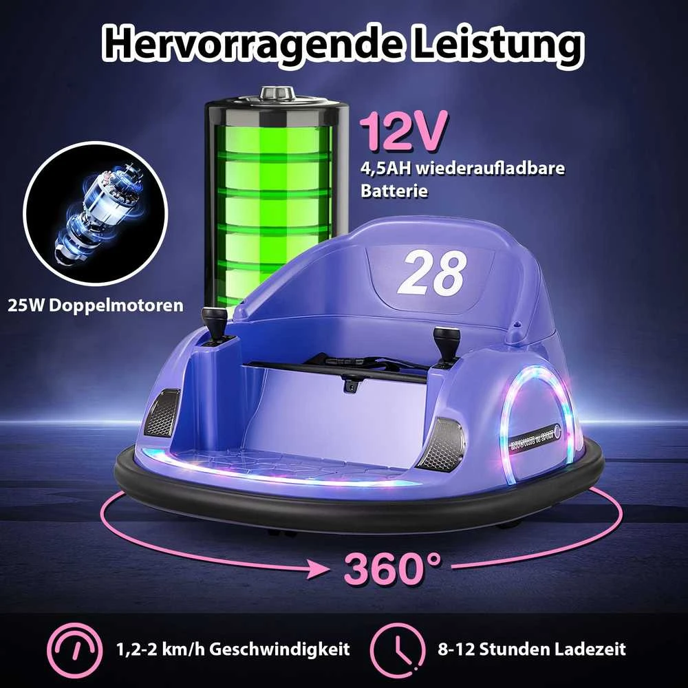 Promotions Važiuojamas elektrinis smūginis automobilis, 12V, violetinis