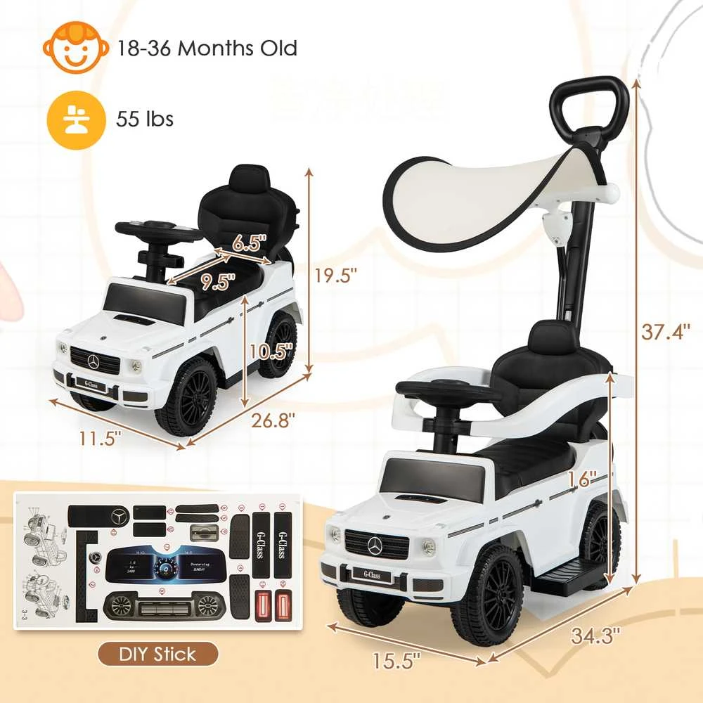 Promotions Važiuojamas stumdomas automobilis, 87x39.4x95 cm, juodas