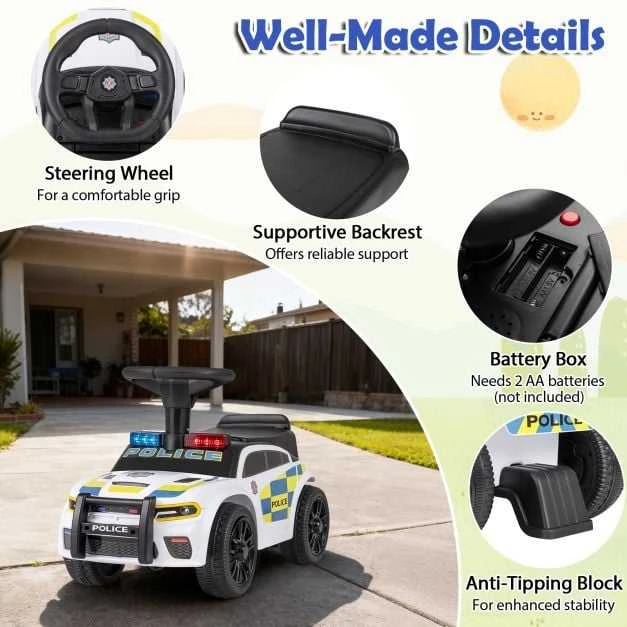 Promotions Važiuojamasis automobilis, policija, 63x30x36 cm, balta
