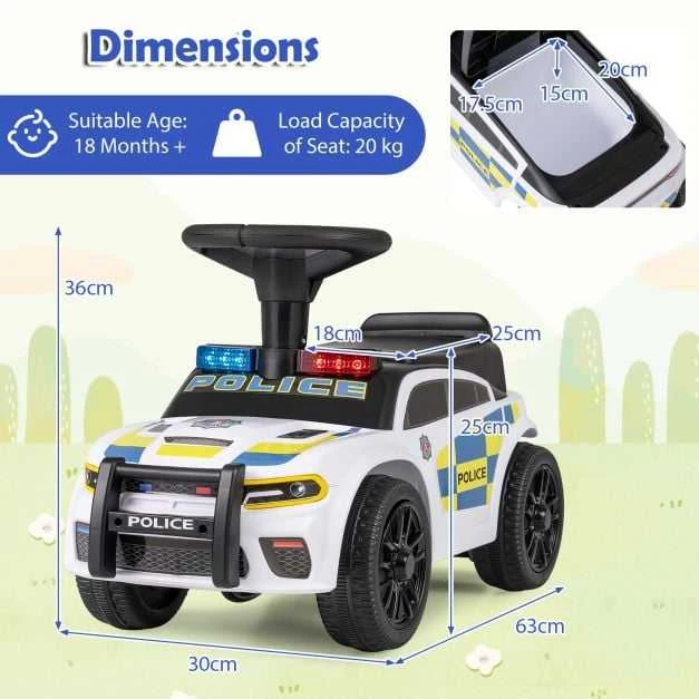 Promotions Važiuojamasis automobilis, policija, 63x30x36 cm, balta
