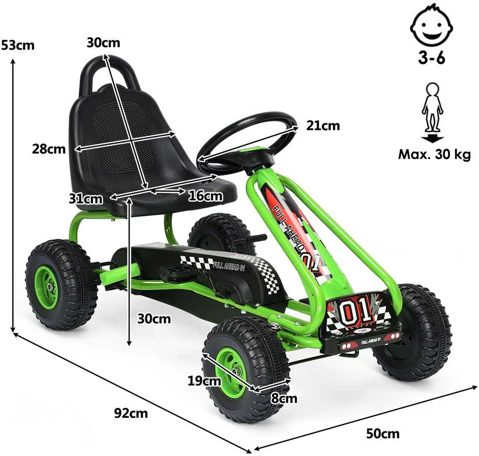 Promotions Važiuoklė su pedalais, 91.4x50.8x53.3 cm, žalia