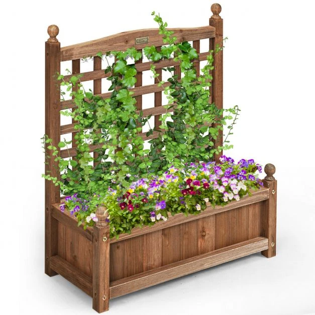 Promotions Vazonas su treliažu 64,5x28x75 cm tamsiai rudas