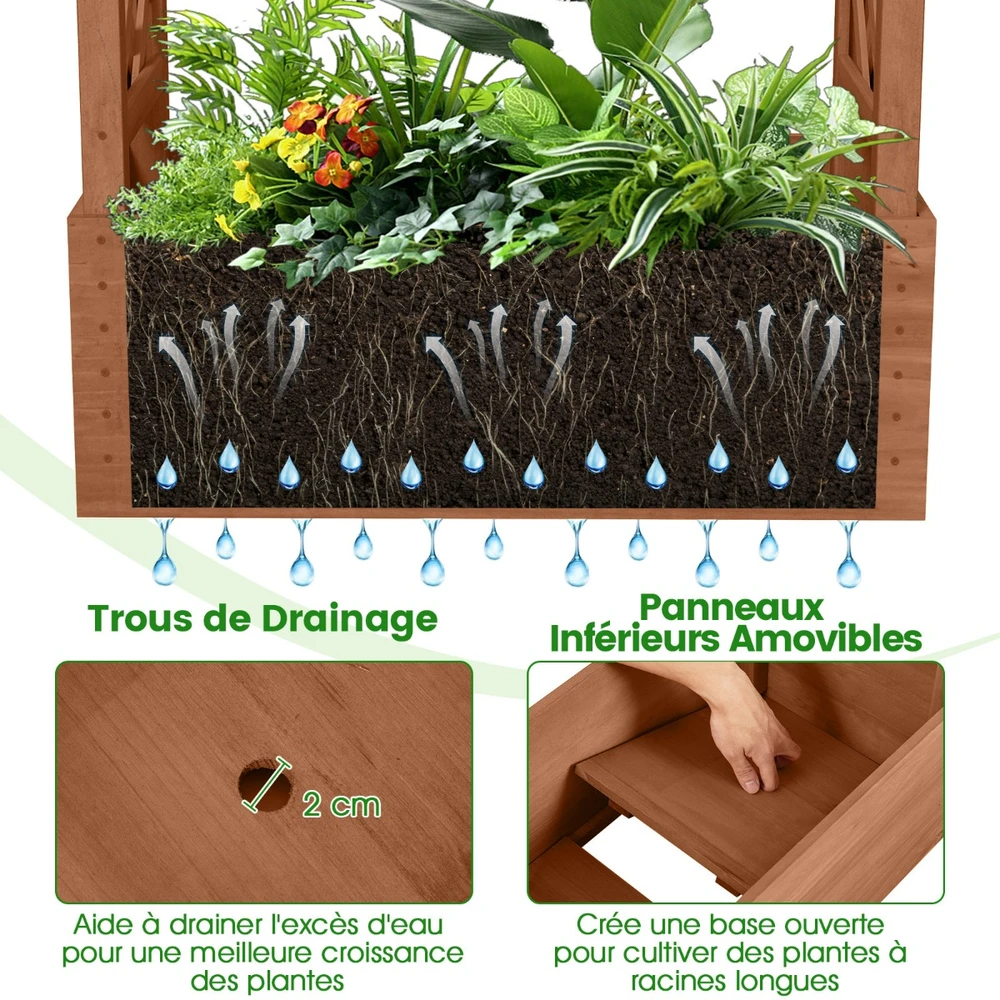 Promotions Vazonas su treliažu 66x32x152 cm rudos medienos