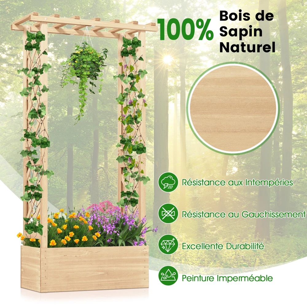 Promotions Vazonas su treliažu 66x32x153 cm natūrali mediena
