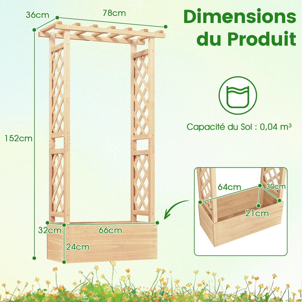 Promotions Vazonas su treliažu 66x32x153 cm natūrali mediena