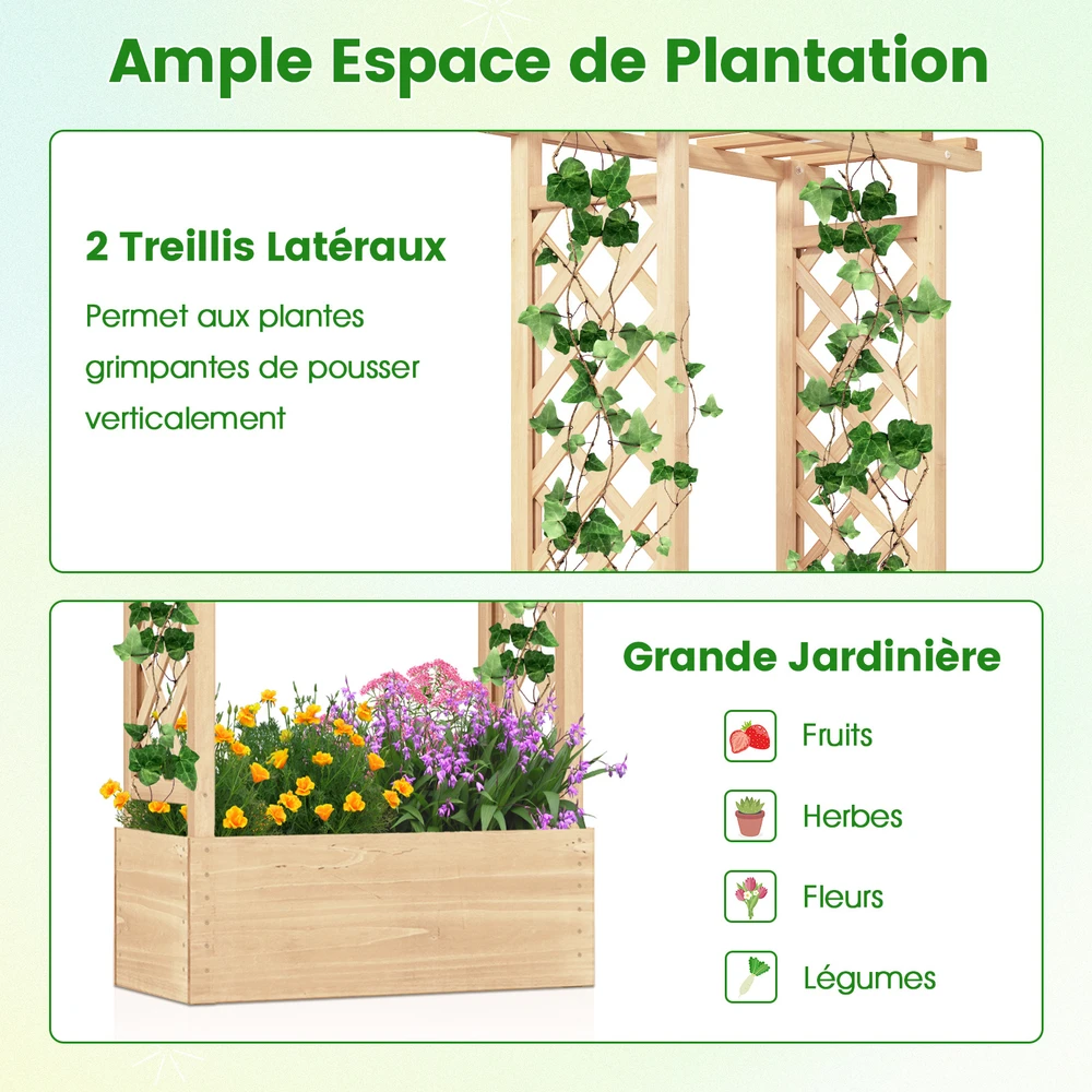 Promotions Vazonas su treliažu 66x32x153 cm natūrali mediena