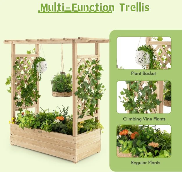 Promotions Vazonas su treliažu ir stogu 110x44x113,5 cm natūralus