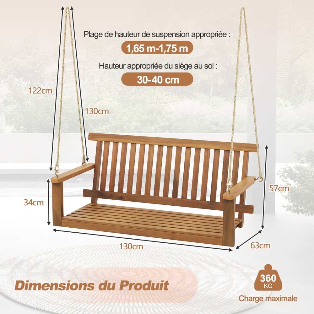 Promotions Verandos supama suoliukas, 129.5x63.5x57.2 cm, natūralus