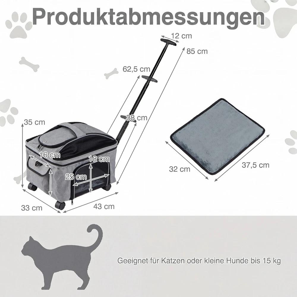 Promotions Vežimėlis gyvūnams 43x33x35 cm juodas