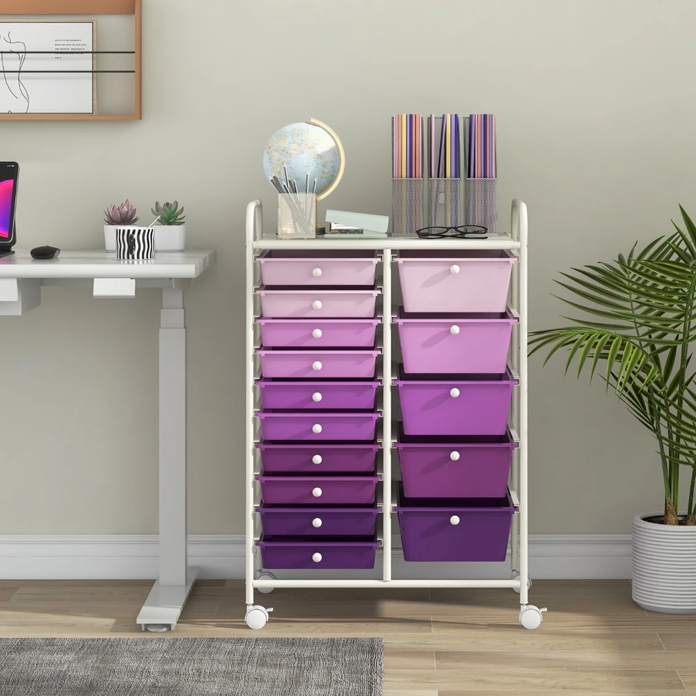 Promotions Vežimėlis su 15 stalčių, violetinis