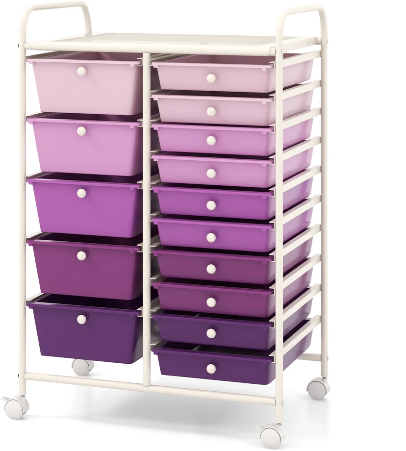 Promotions Vežimėlis su 15 stalčių, violetinis