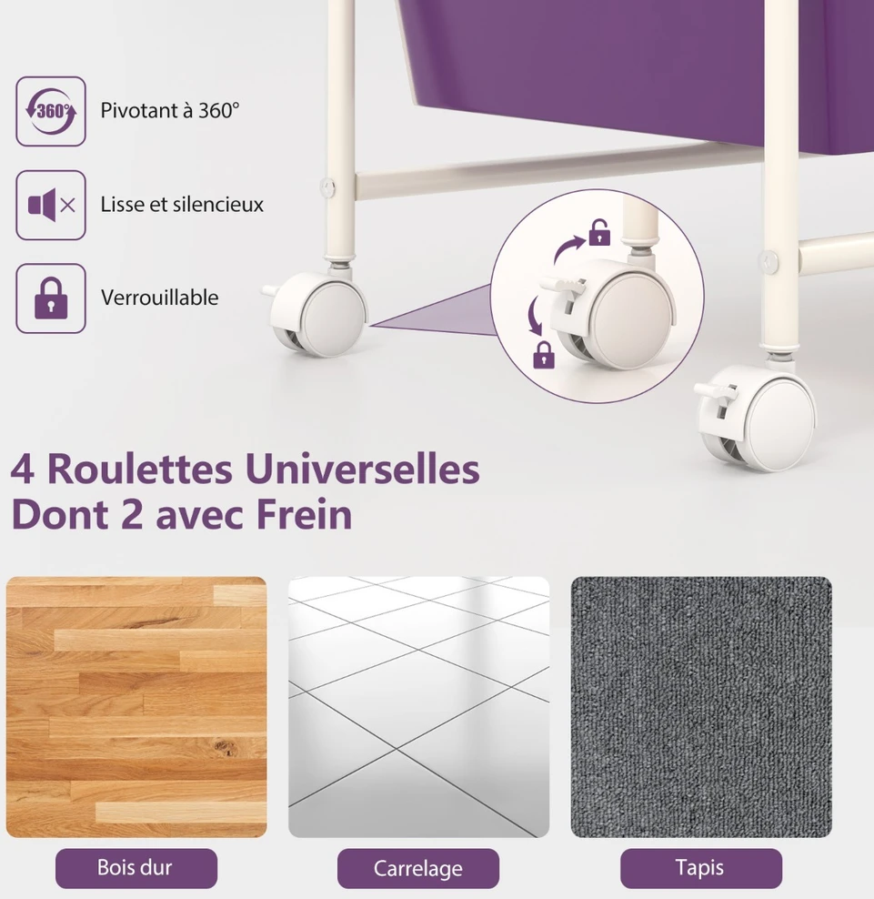 Promotions Vežimėlis su 15 stalčių, violetinis