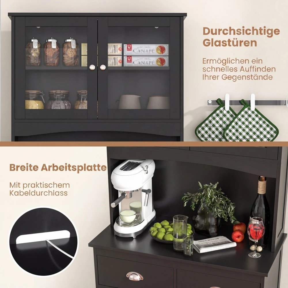 Promotions Virtuvės bufeto spintelė su viršutine dalimi 80x40x170 cm juoda