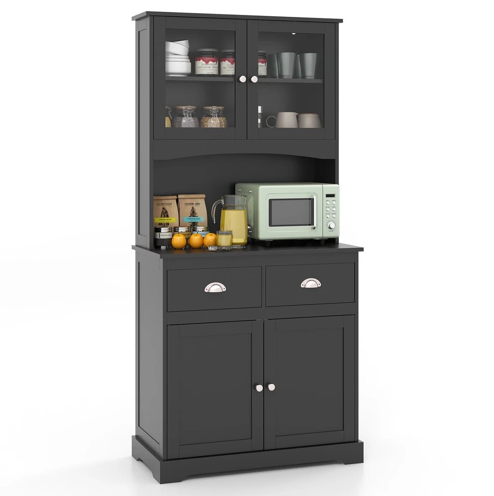 Promotions Virtuvės bufeto spintelė su viršutine dalimi 80x40x170 cm juoda