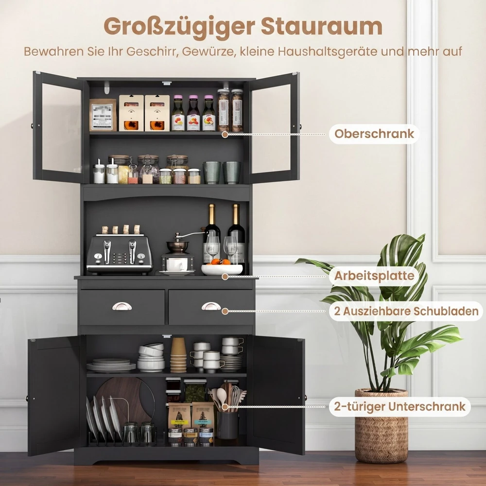 Promotions Virtuvės bufeto spintelė su viršutine dalimi 80x40x170 cm juoda
