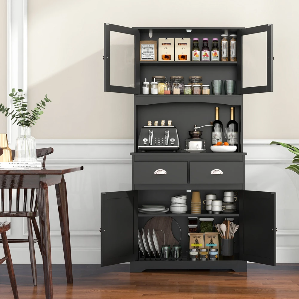 Promotions Virtuvės bufeto spintelė su viršutine dalimi 80x40x170 cm juoda