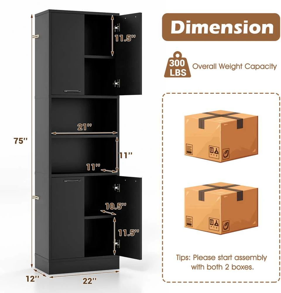 Promotions Virtuvės sandėliavimo spintelė, 55.9x30.5x190.5 cm, juoda