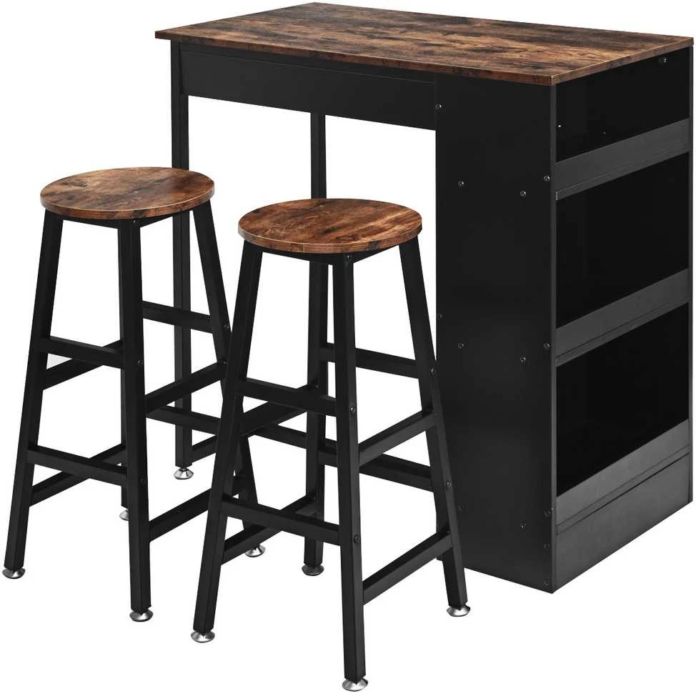 Promotions Virtuvės stalo komplektas, 91.5x49x91.5 cm, kaimiško rudo, juodos spalvos