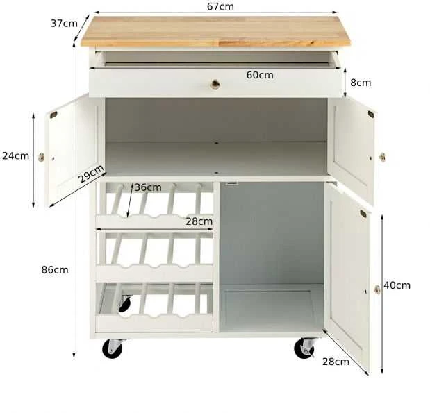 Promotions Virtuvės vežimėlis, 67,3x36,8x86,4 cm, Rudas
