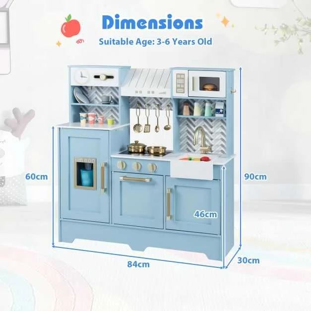 Promotions Virtuvės žaidimų rinkinys, 84x30x90 cm, mėlyna, medinis
