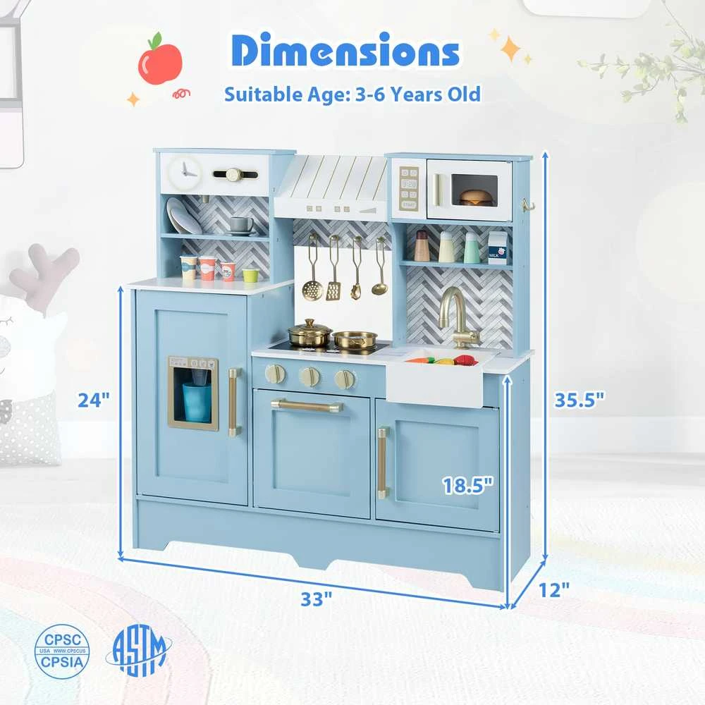 Promotions Virtuvės žaidimų rinkinys, 84x30x90 cm, mėlyna, medinis