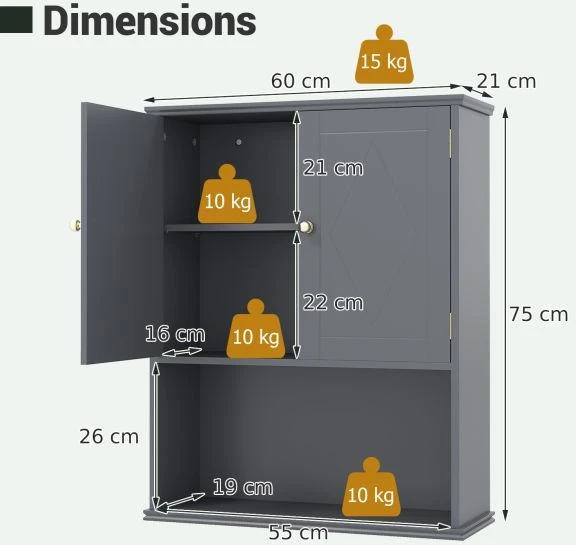 Promotions Vonios kambario sieninė spintelė 60x21x75 cm Juoda